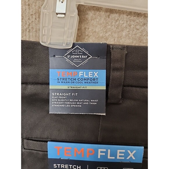 St Johns Bay Temp Flex Chino Pants Mens 38x30 Gray Stretch Comfort NEW - Picture 7 of 11